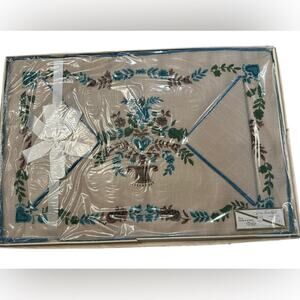Vintage Table Linens from Home Beautiful by Vicki in Aqua. 4 Placemats & Napkins